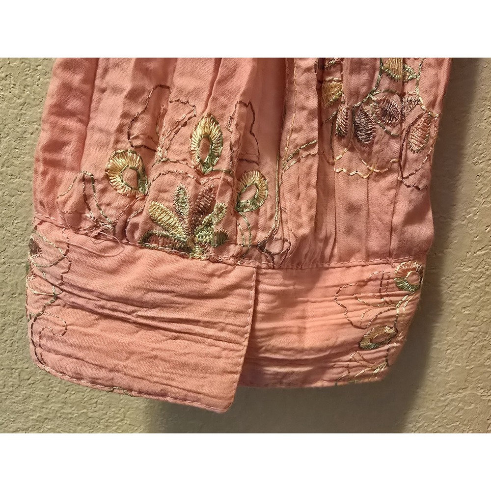 Dress Barn Womens Sz Large Embroidered Floral Shirt - Picture 4 of 7